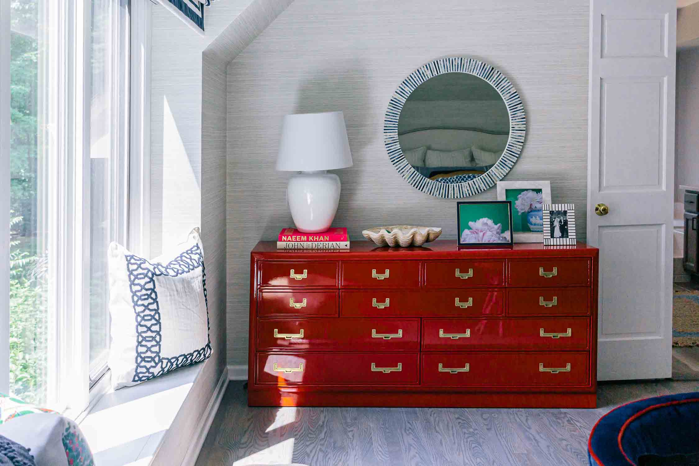 How To Style A Red Lacquer Campaign Dresser